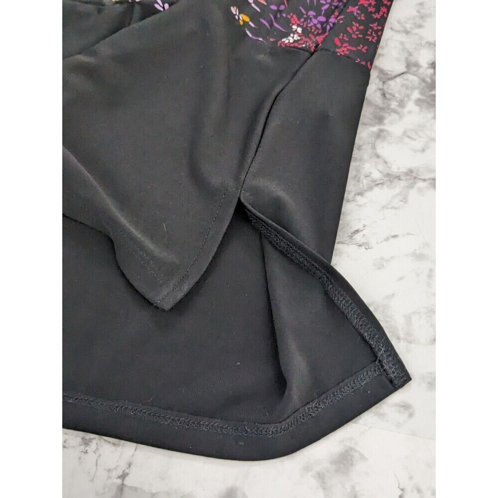 Woman Within Top Women 2X 26/28 Black Floral Fireworks Zip Sleeve Knit Pullover - Picture 7 of 8